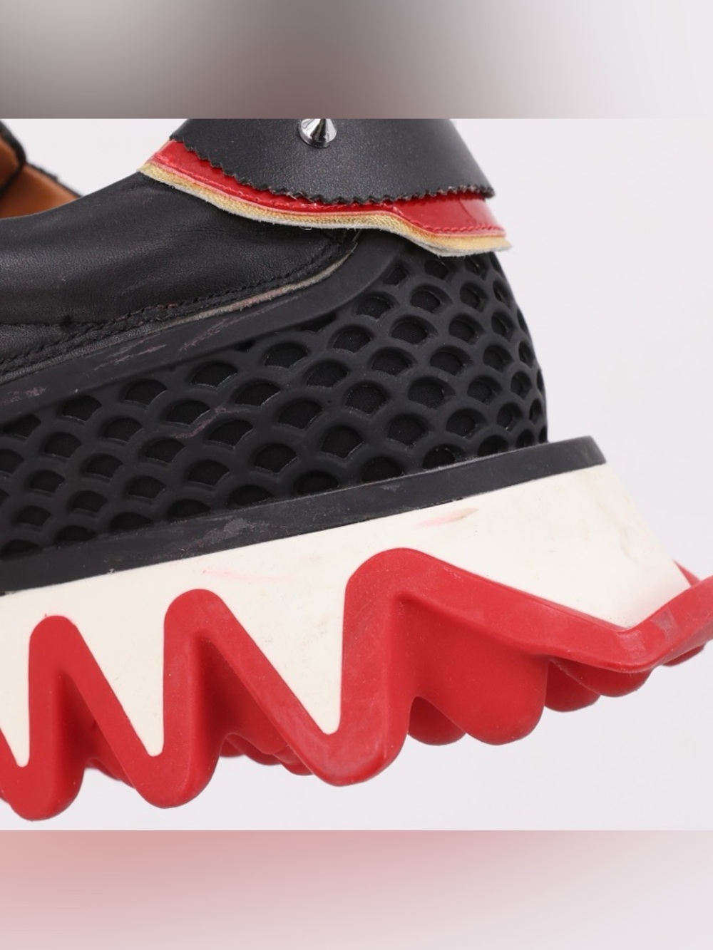 Christian Louboutin Loubishark Sneakers Black, White & Red Men's Zigzag Sole 12 - Picture 13 of 16